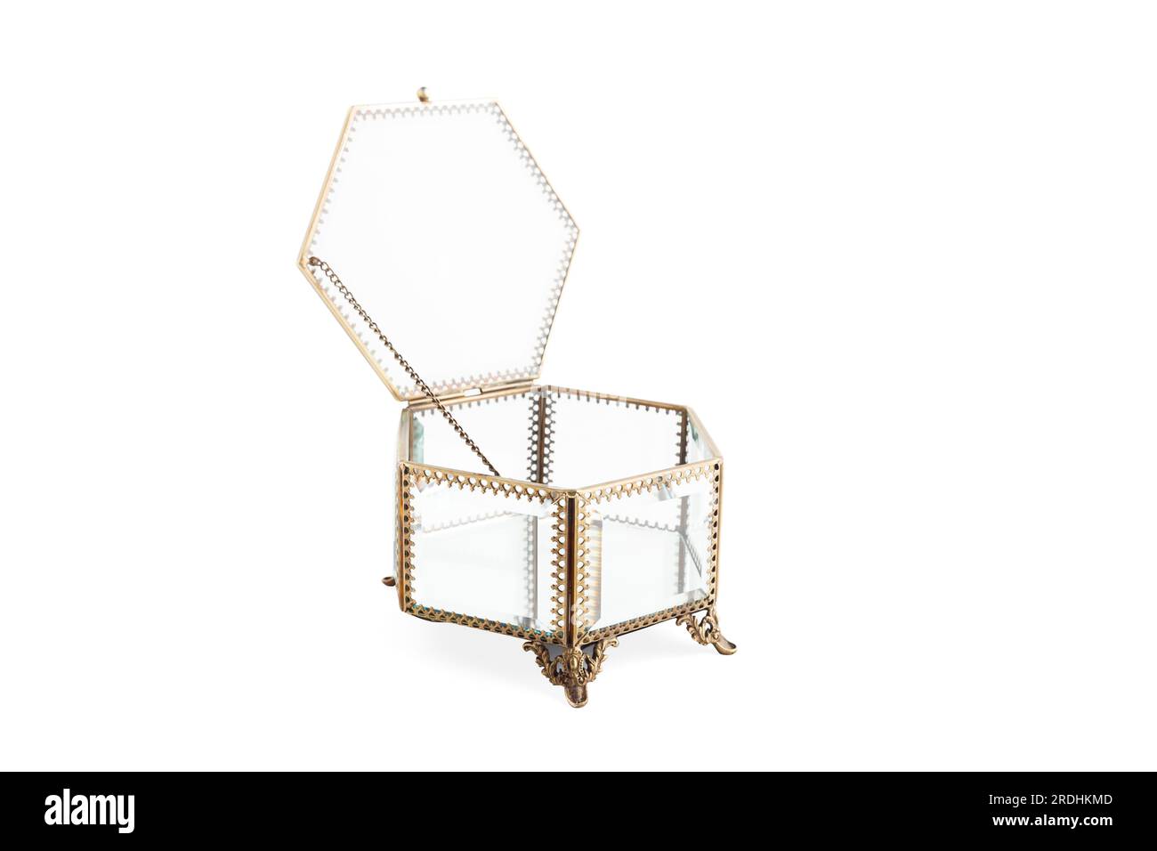 Beautiful decorative glass box isolated on white background with