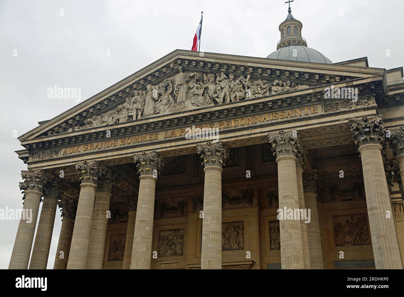 Corinthian column and the pediment - Pantheon - Paris, France Stock Photo