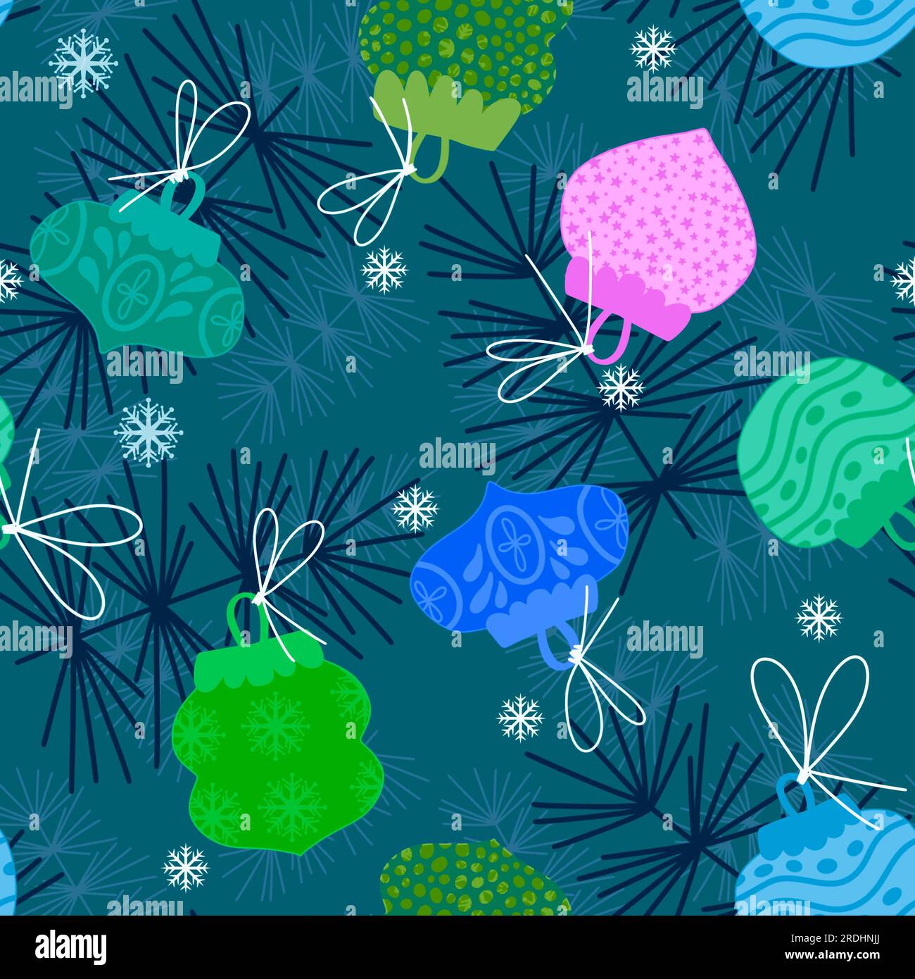 Christmas tree seamless cartoon toys ball pattern for new year ...