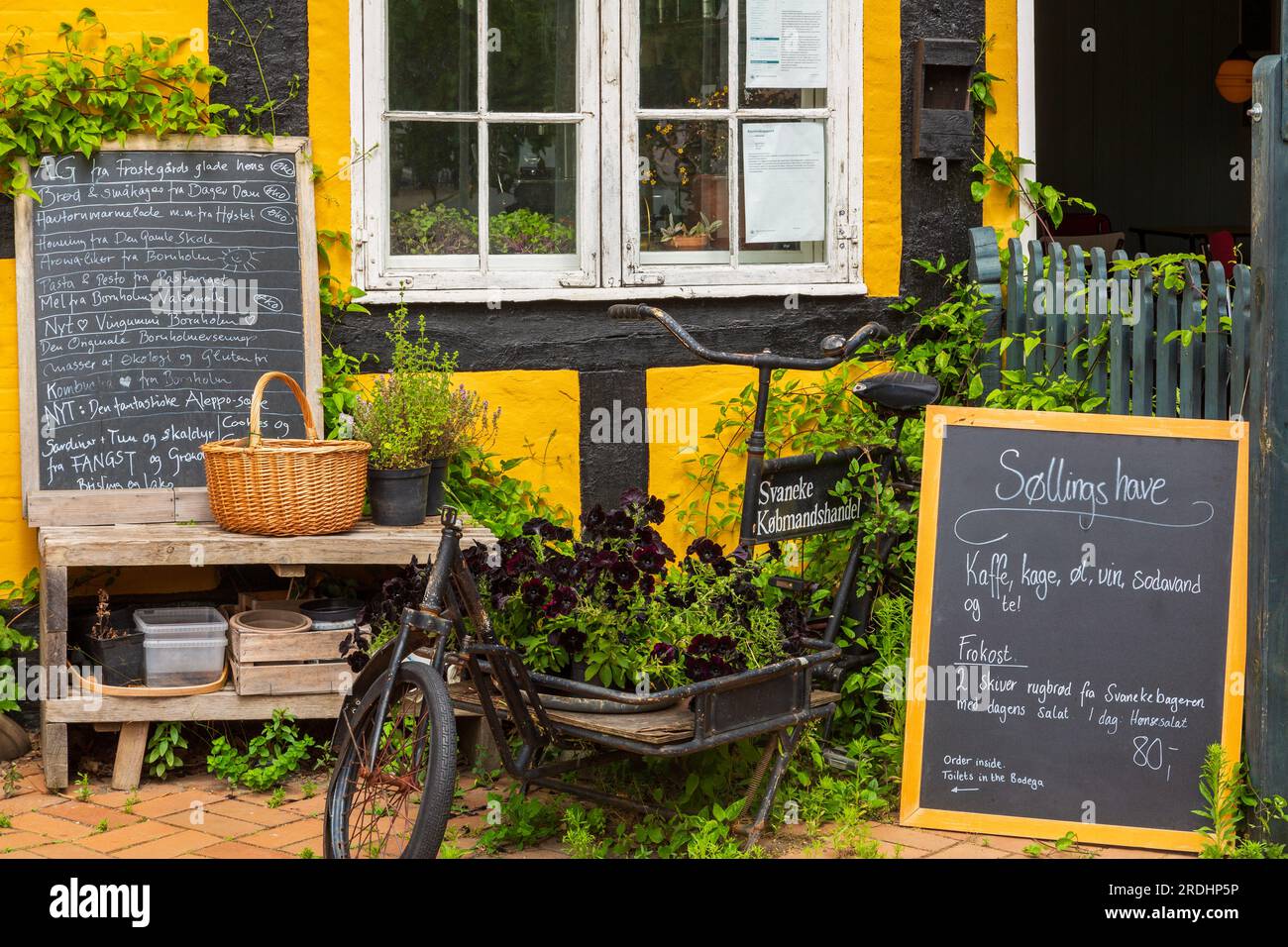 Cafe, Town of Svaneke, Bornholm Island, Denmark, Europe Stock Photo
