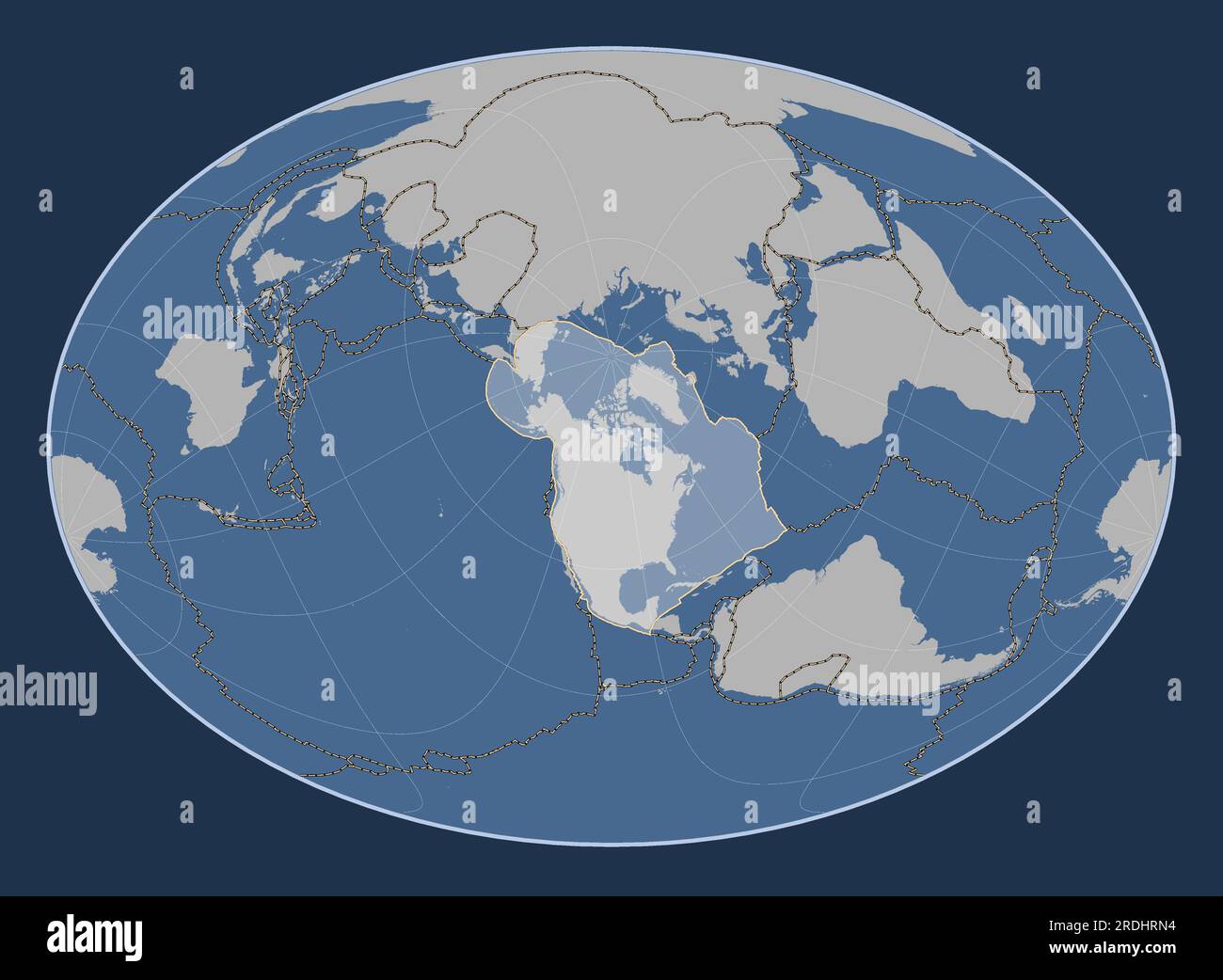 North American tectonic plate on the solid contour map in the Fahey ...