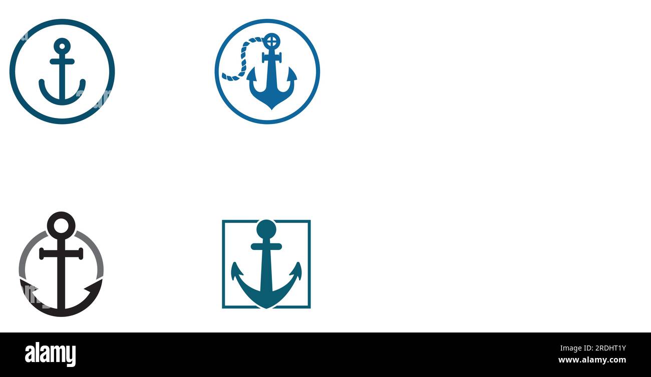 Logo and anchor symbol design vector. Stock Vector