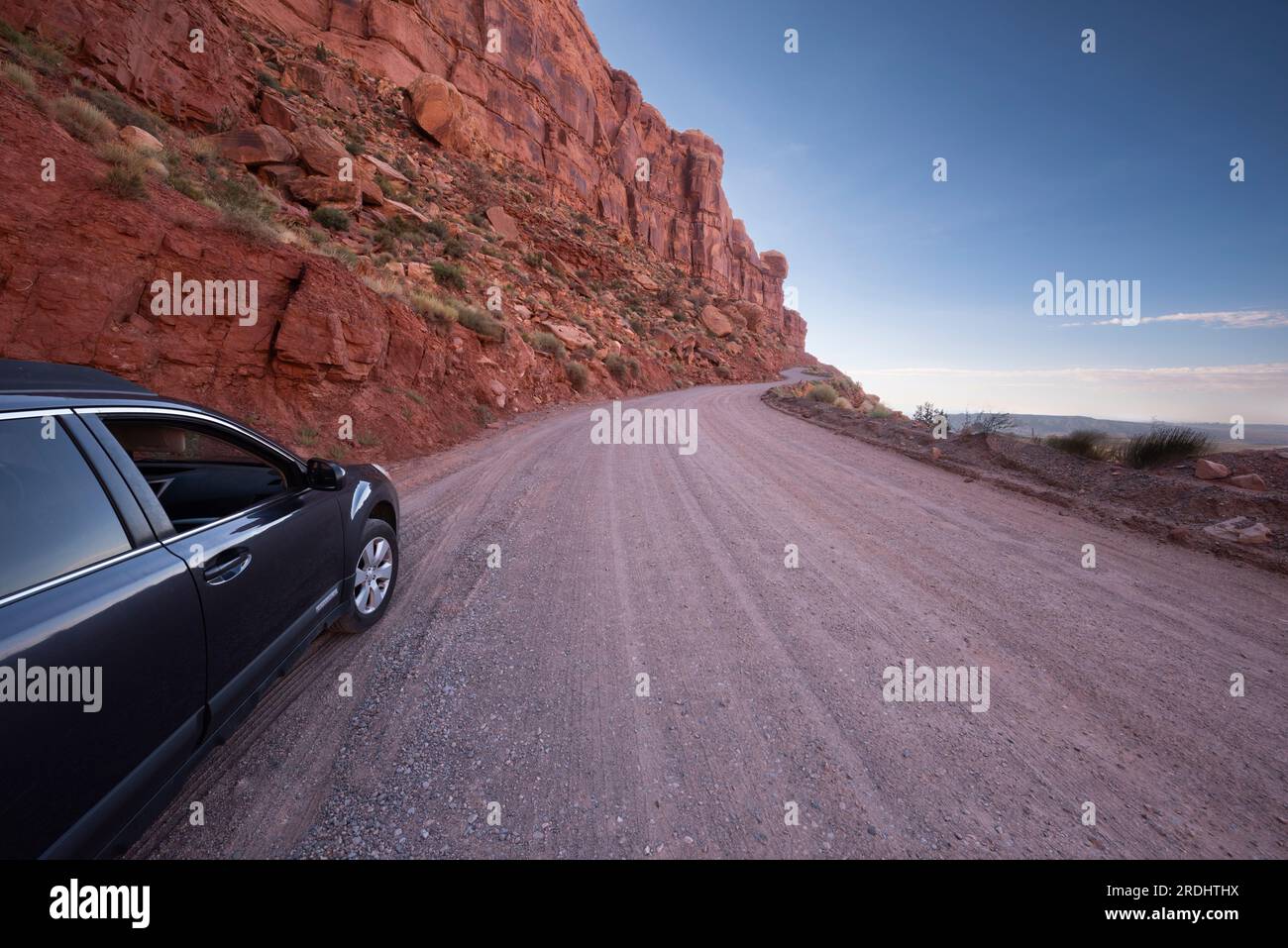The Moki Dugway road in Utah, up from the valley floor via a