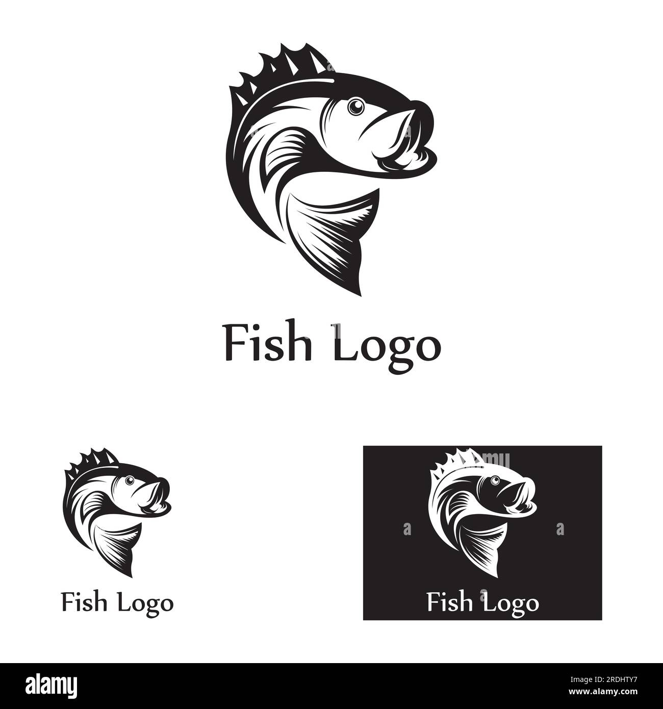 Fish logo, fishinghook, fish oil and seafood restaurant icon. With vector icon concept Stock Vector