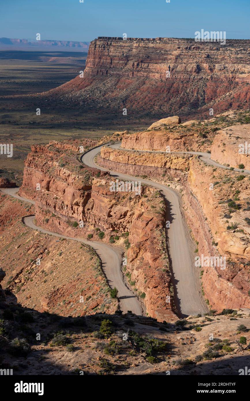 The Moki Dugway road in Utah, up from the valley floor via a