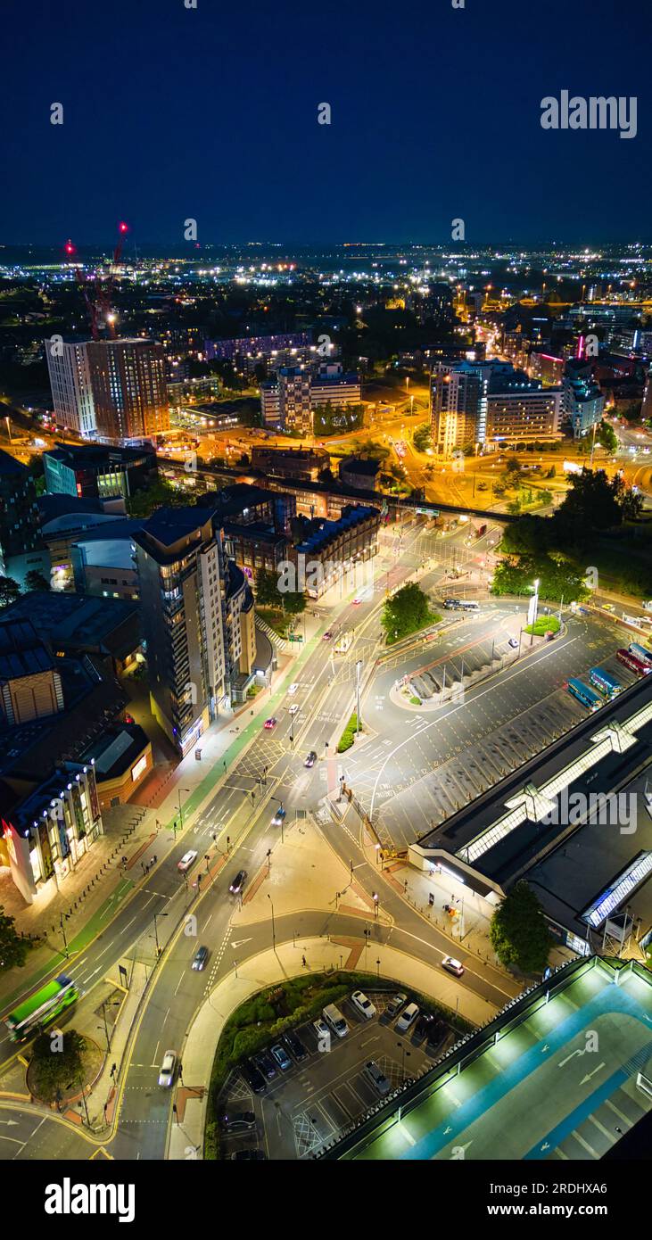 Aerial night footage dark city hi-res stock photography and images - Alamy
