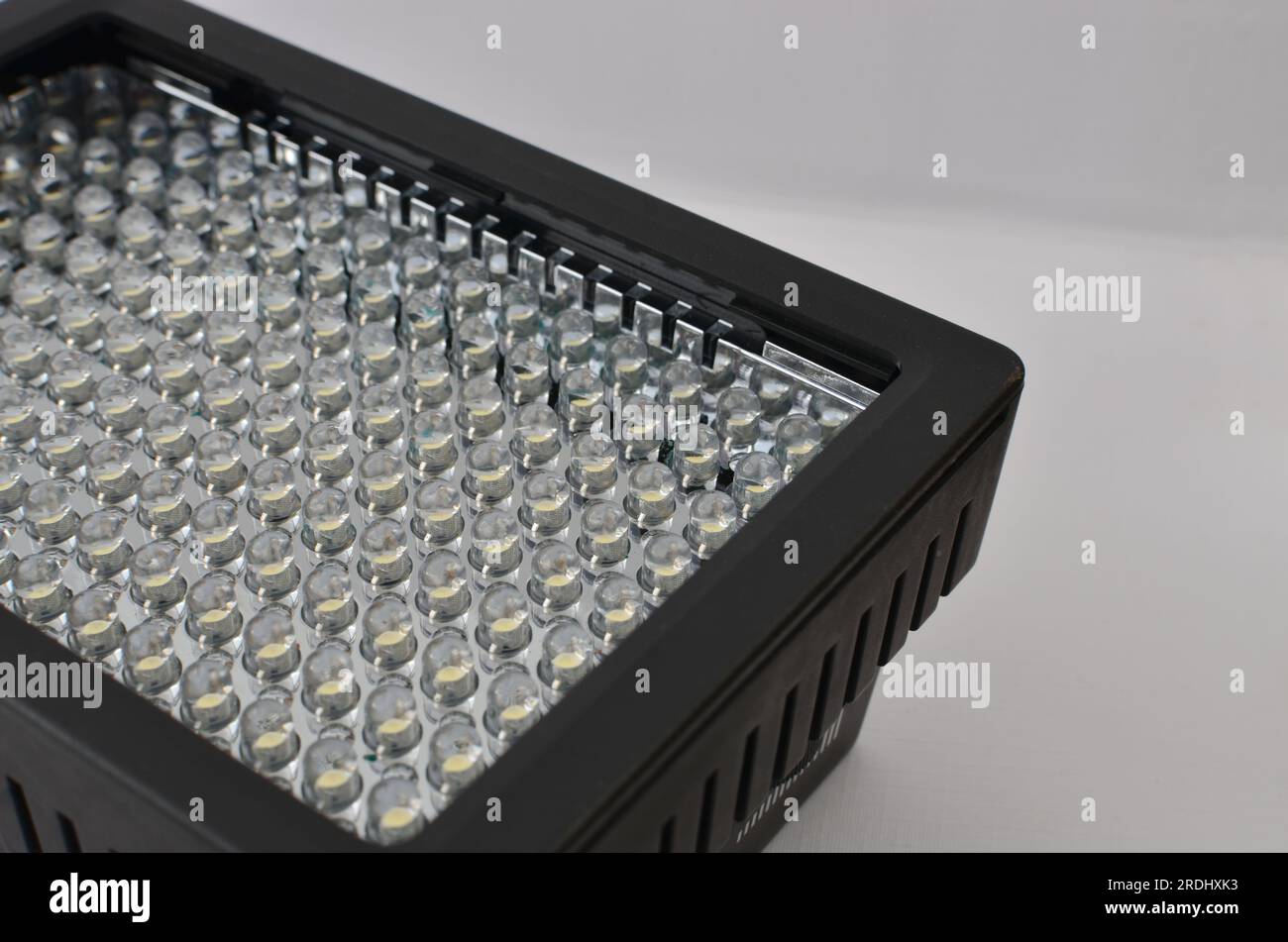 Magnified view of an off LED panel, highlighting its advanced technology and energy saving. Stock Photo