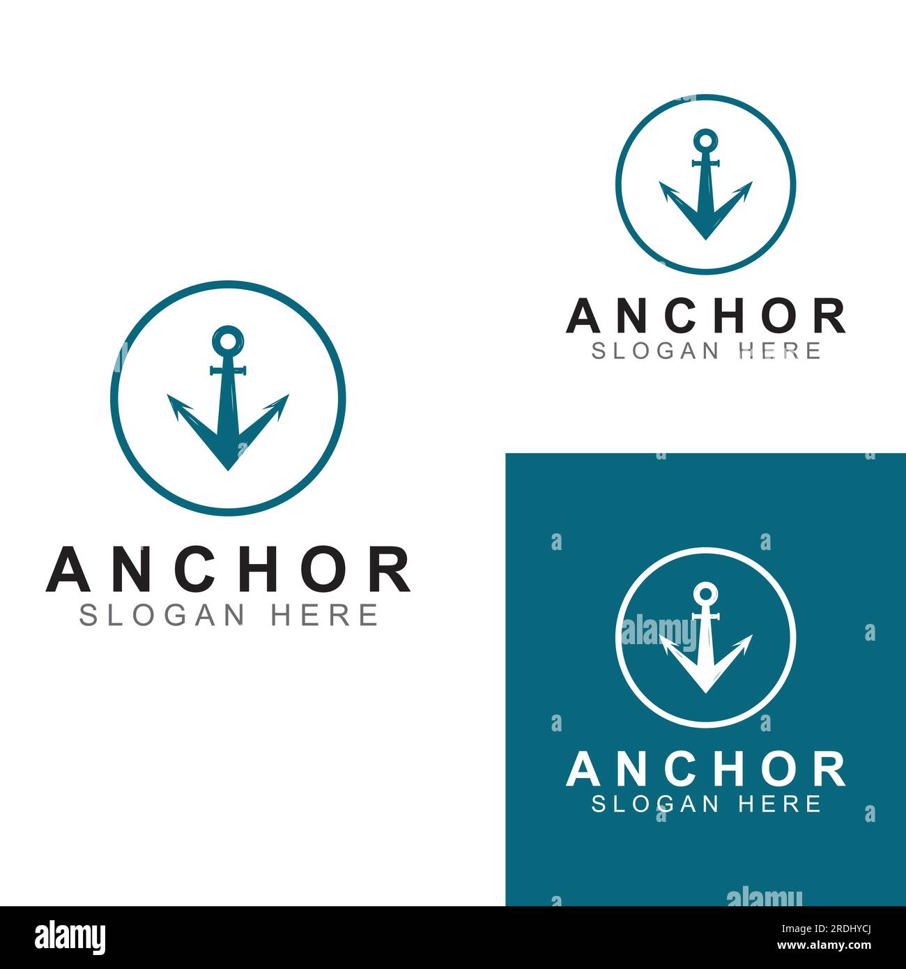 Logo and anchor symbol design vector. Stock Vector