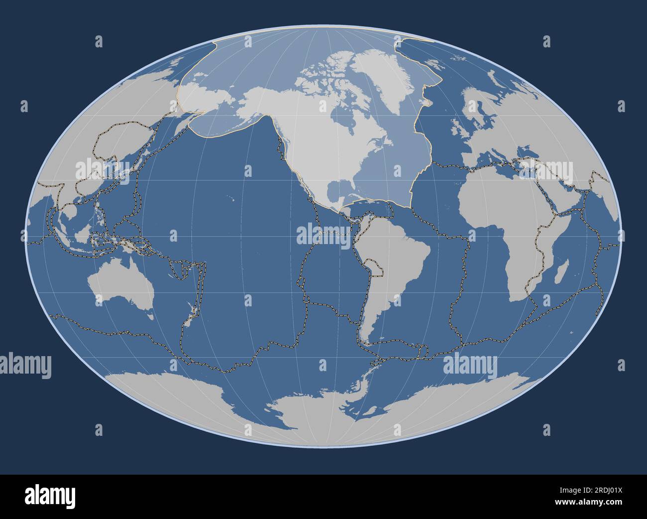 North American tectonic plate on the solid contour map in the Fahey ...