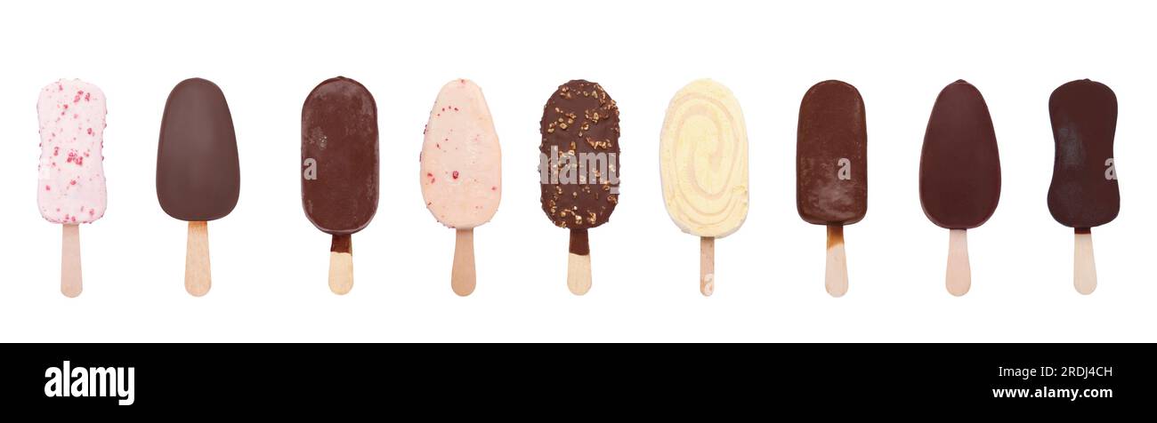 Set of different ice creams isolated on white Stock Photo - Alamy
