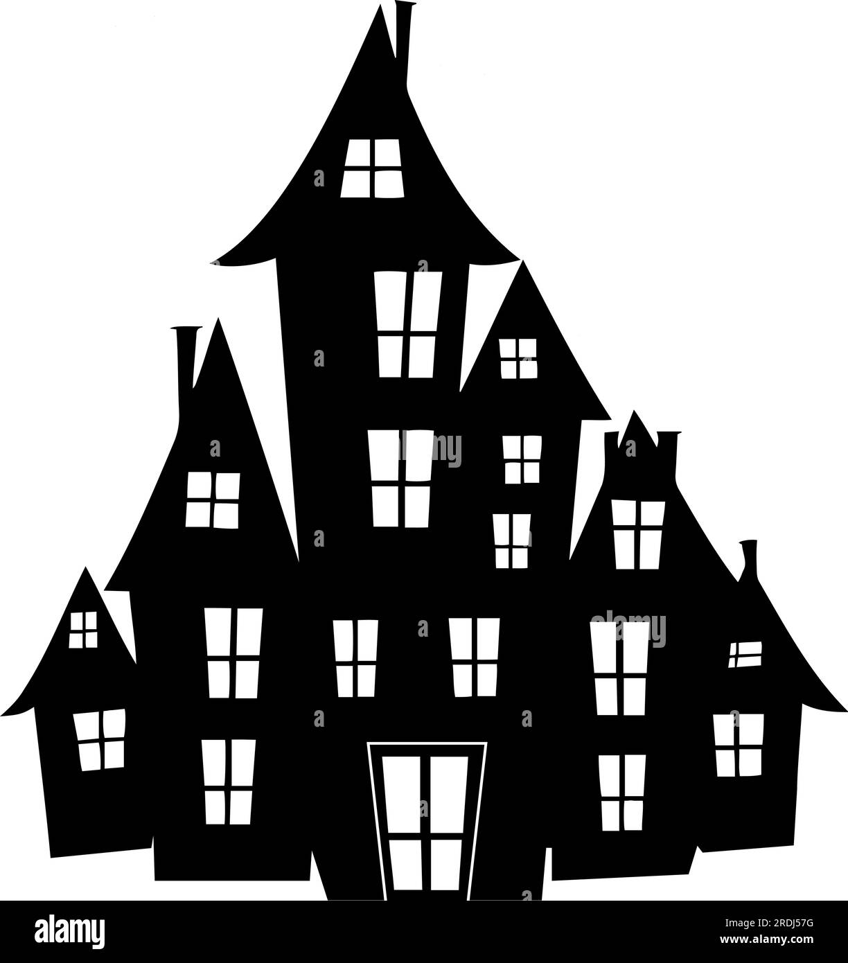 Halloween Haunted house, ghost mansion silhouettes. Vector illustration ...