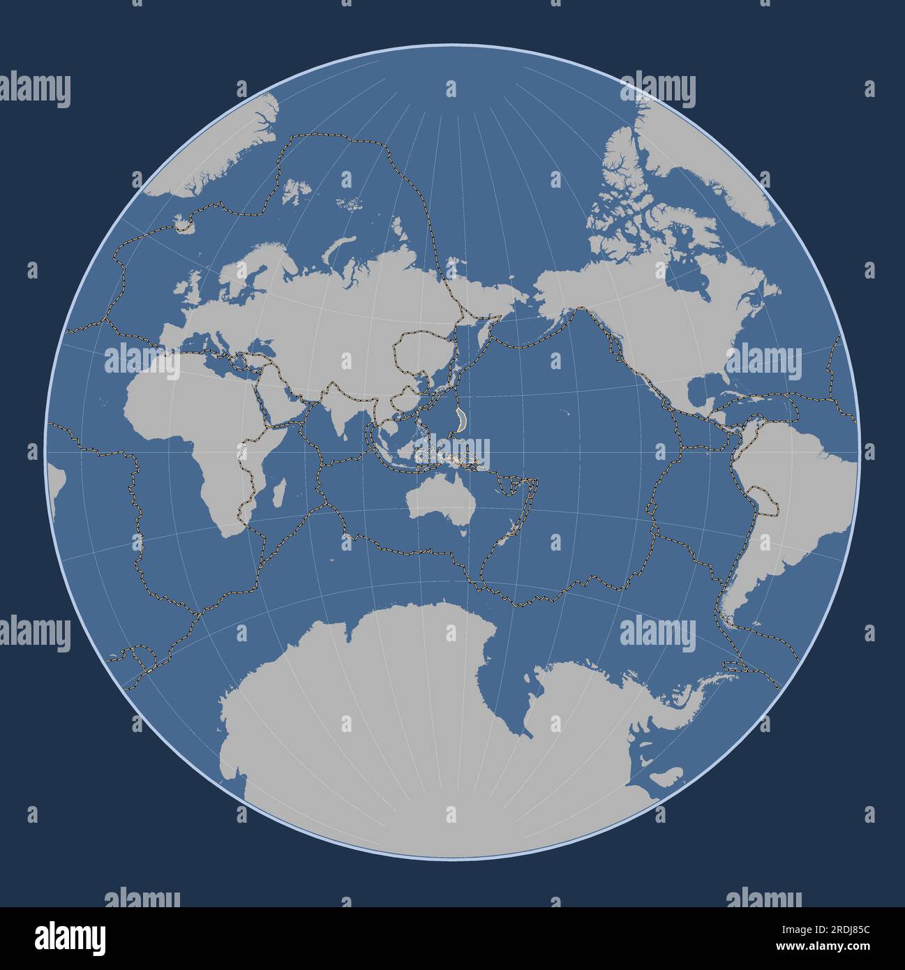 Shape of the Mariana tectonic plate on the solid contour map in the