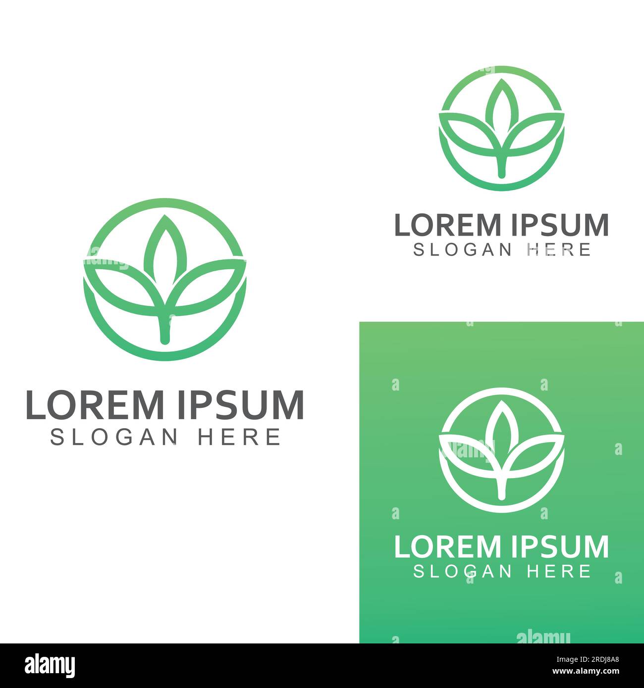 Green leaf logo. Vector design of gardens, plants and nature. Stock Vector
