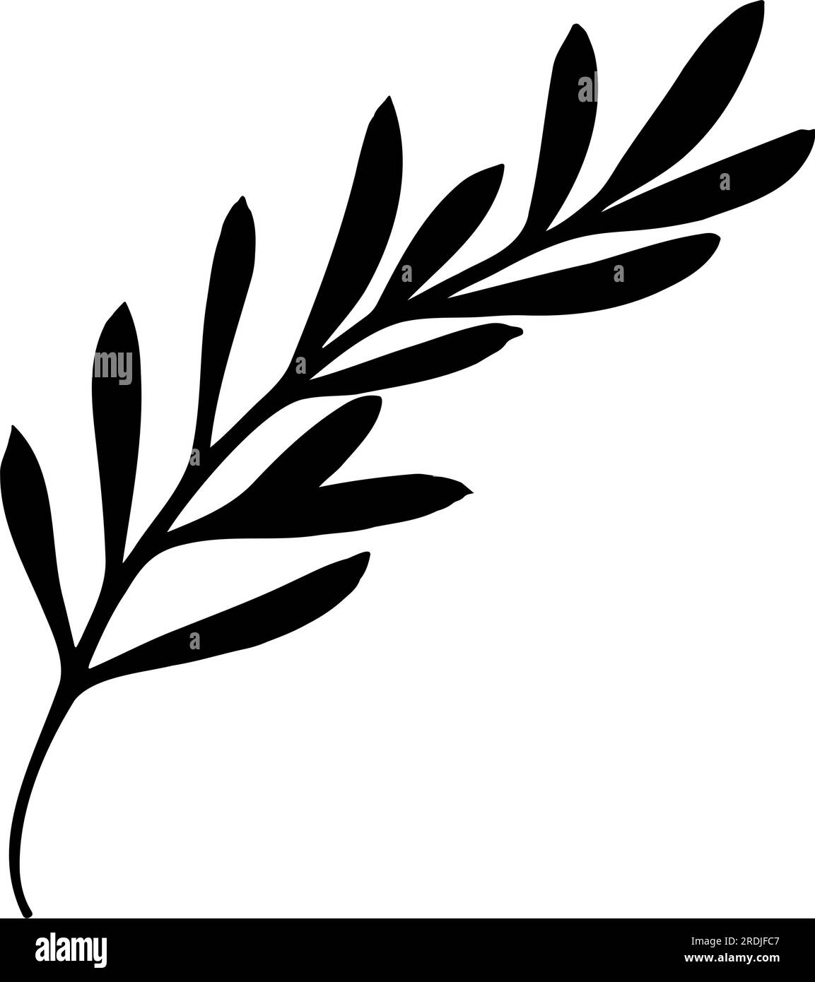 Twig with leaves silhouette. Vector illustration Stock Vector