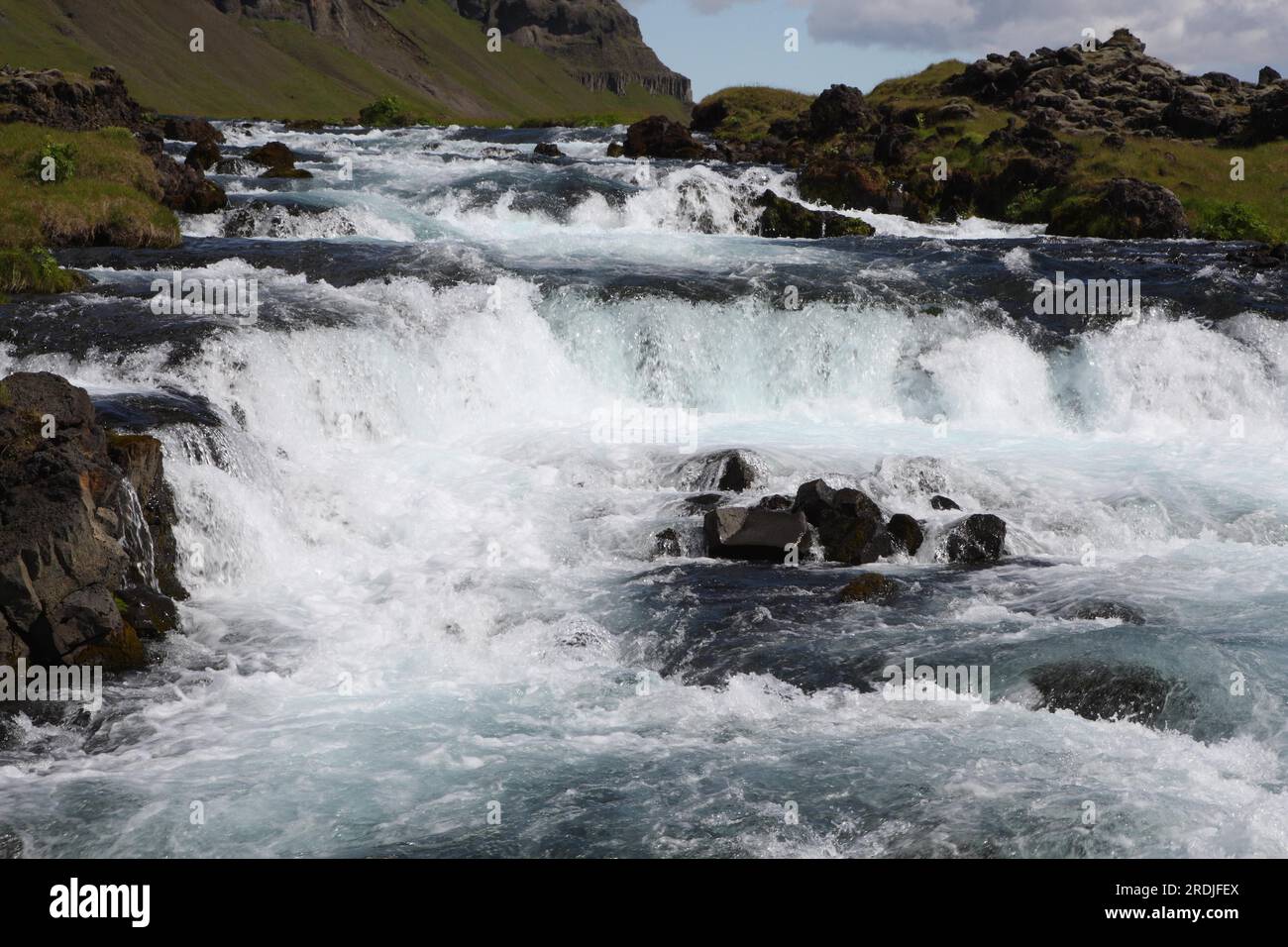 Waterfall and river in Iceland Stock Photo - Alamy