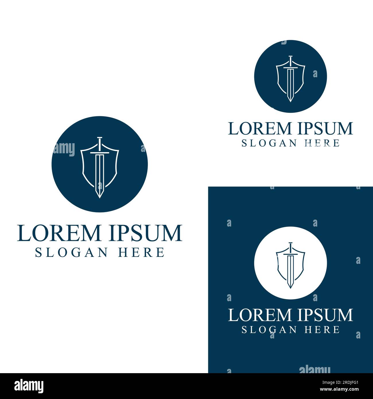 Sword, shield and king's sword logo. Logo vector design. Stock Vector