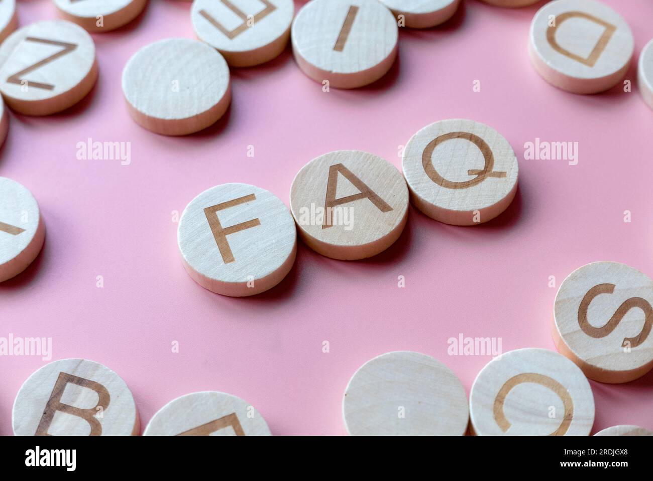 QnA or questions and answers concept. Frequently asked questions. Alphabet of word faq. Stock Photo