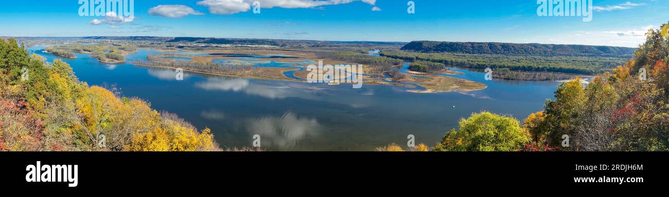 Panoramic Mississippi River, Pike's Point State Park Stock Photo