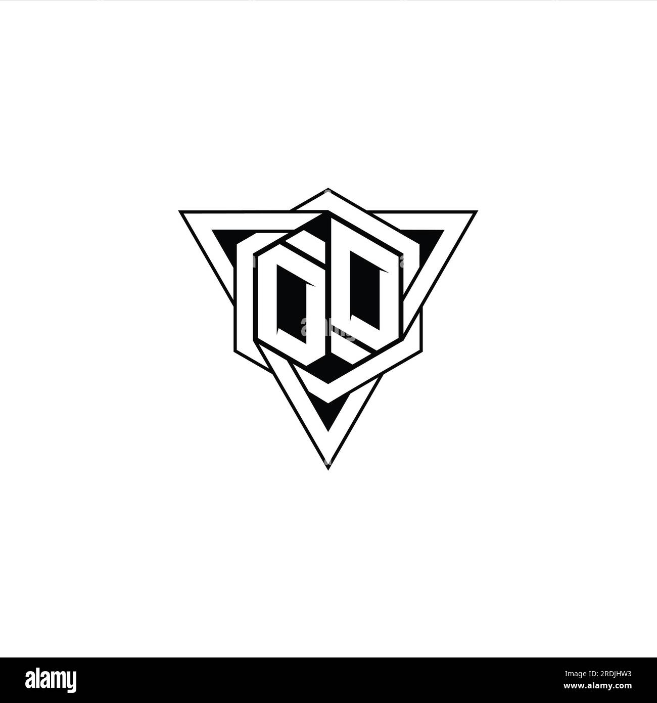 DD Letter Logo monogram hexagon shape with triangle geometric outline ...