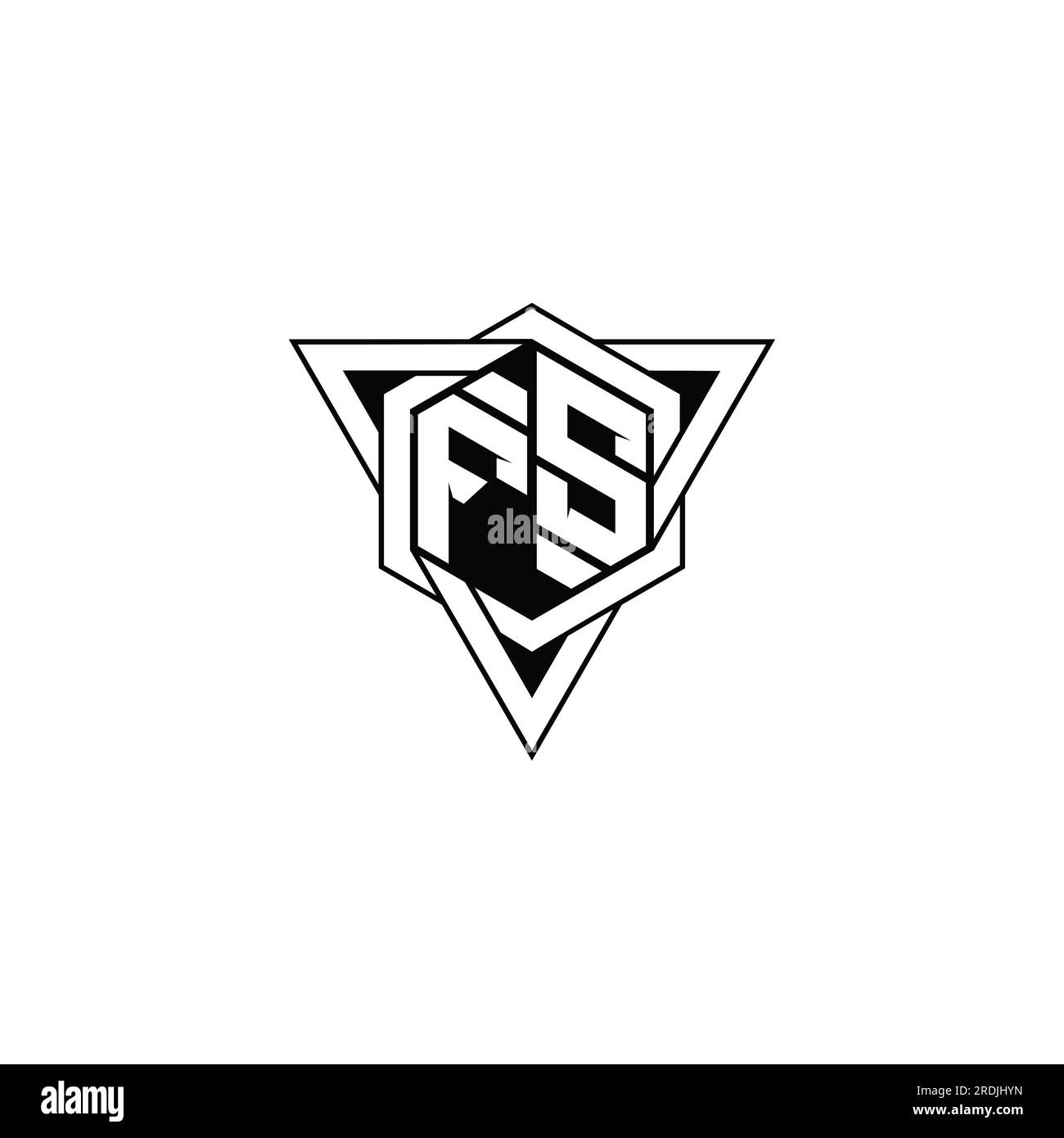 FS Letter Logo monogram hexagon shape with triangle geometric outline ...