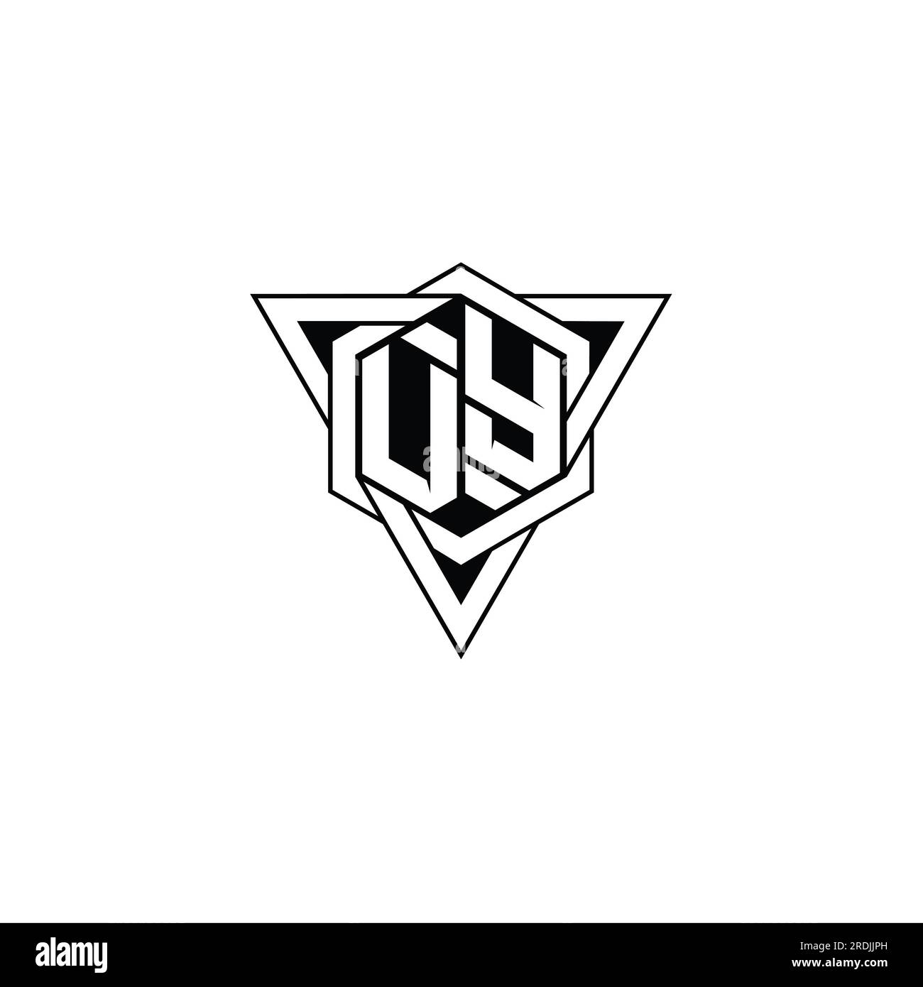UY Letter Logo monogram hexagon shape with triangle geometric outline ...