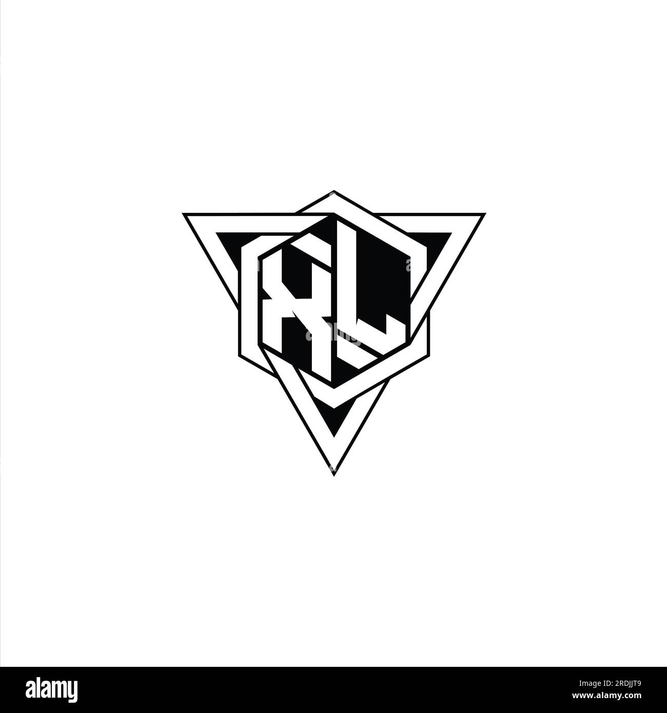 XL Letter Logo monogram hexagon shape with triangle geometric outline sharp modern style design template Stock Photo