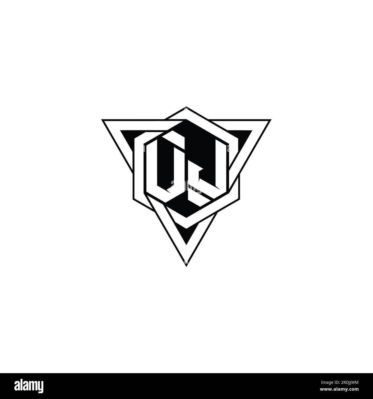 VJ Letter Logo monogram hexagon shape with triangle geometric outline ...
