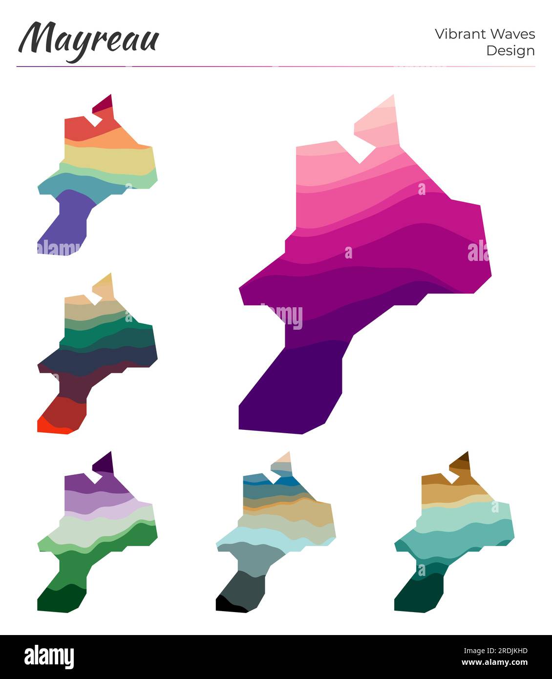 Set of vector maps of Mayreau. Vibrant waves design. Bright map of ...