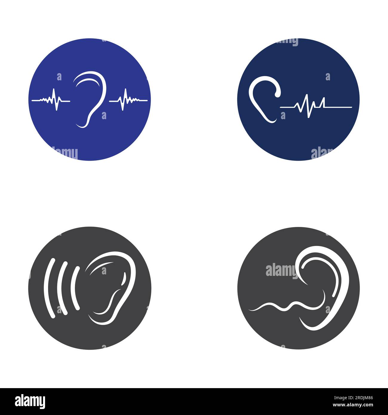 ear and sound waves logo design. Stock Vector