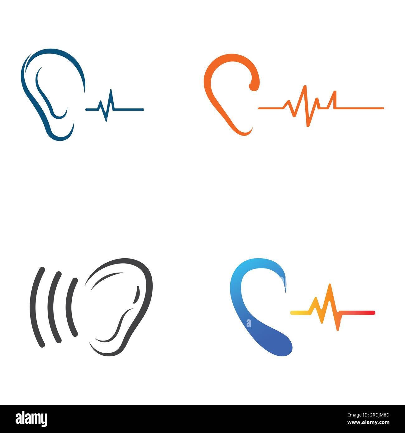 ear and sound waves logo design. Stock Vector