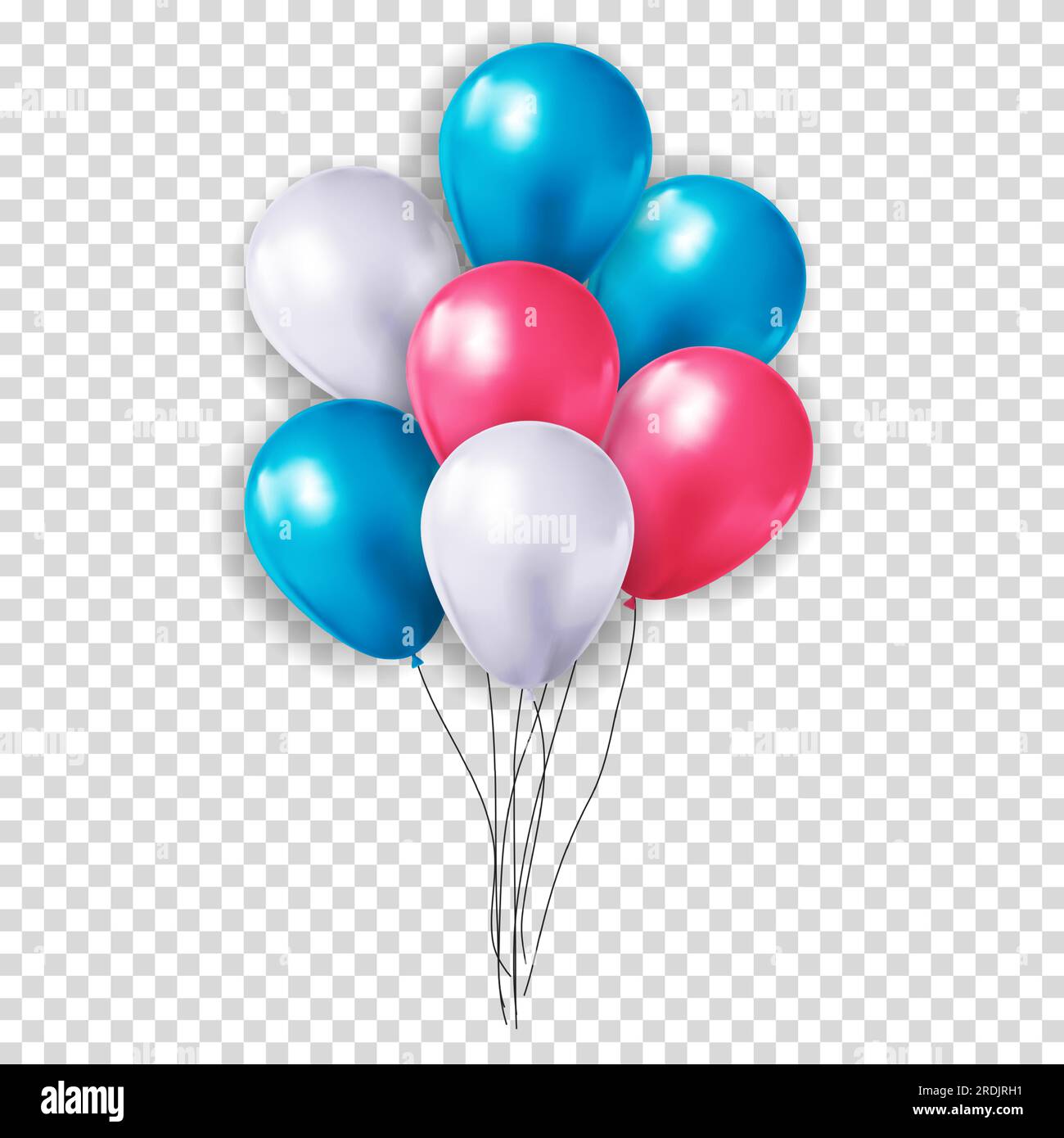 Realistic 3d balloon collection set on transparent background for party