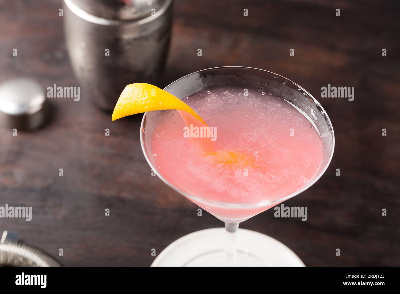Pink Cosmopolitan Cocktail classic gin, triple sec liqueur, fresh lemon