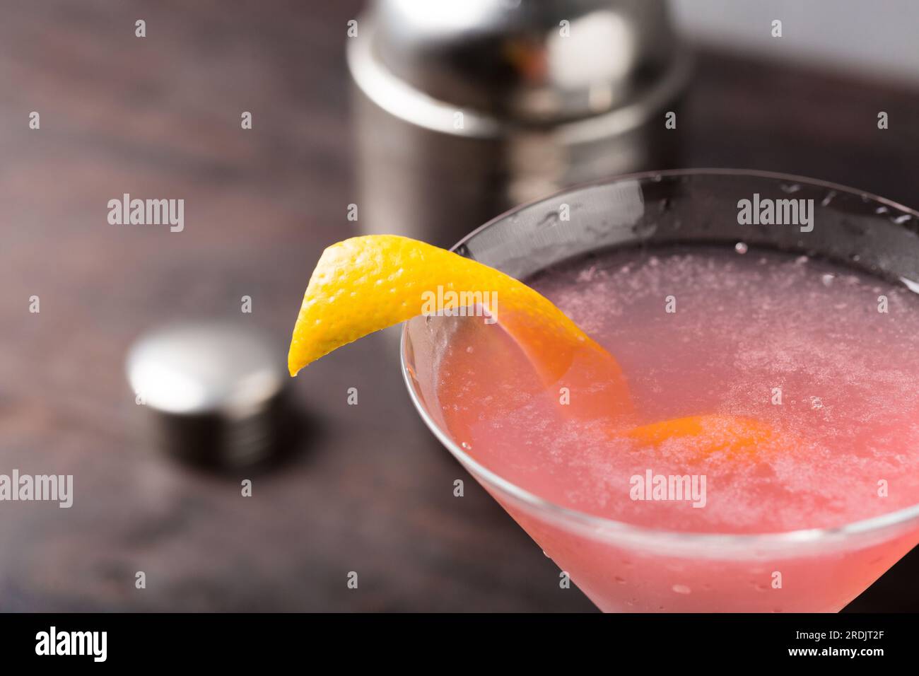 Pink Cosmopolitan Cocktail classic gin, triple sec liqueur, fresh lemon