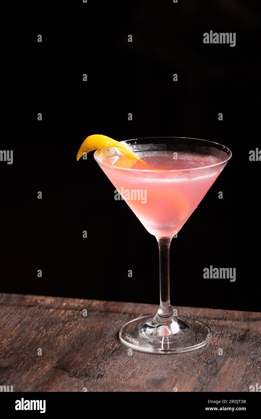 Pink Cosmopolitan Cocktail classic gin, triple sec liqueur, fresh lemon