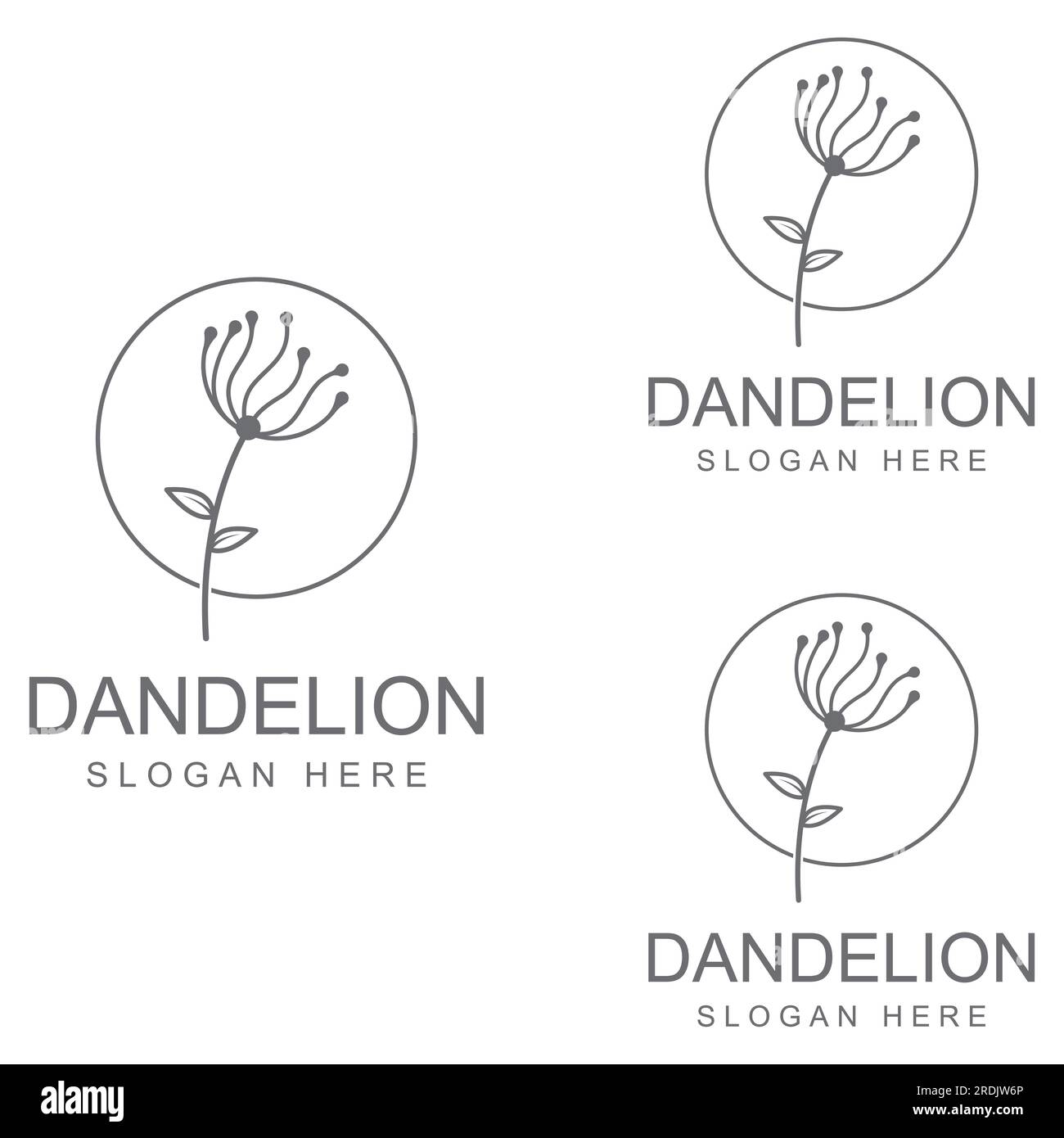 Dandelion flower logo and symbol vector design Stock Vector