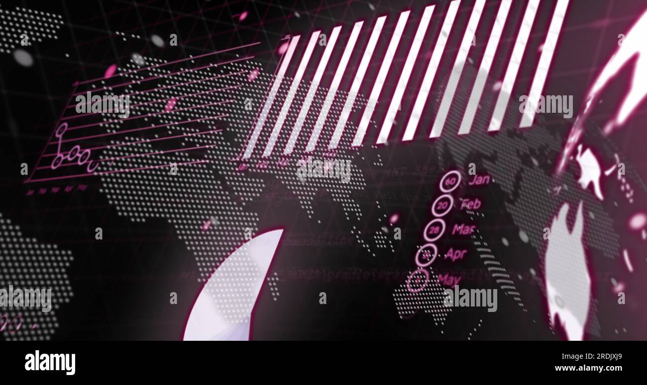 World map financial data animation - Composite Of Financial Data Processing Over World Map 2RDJXJ9