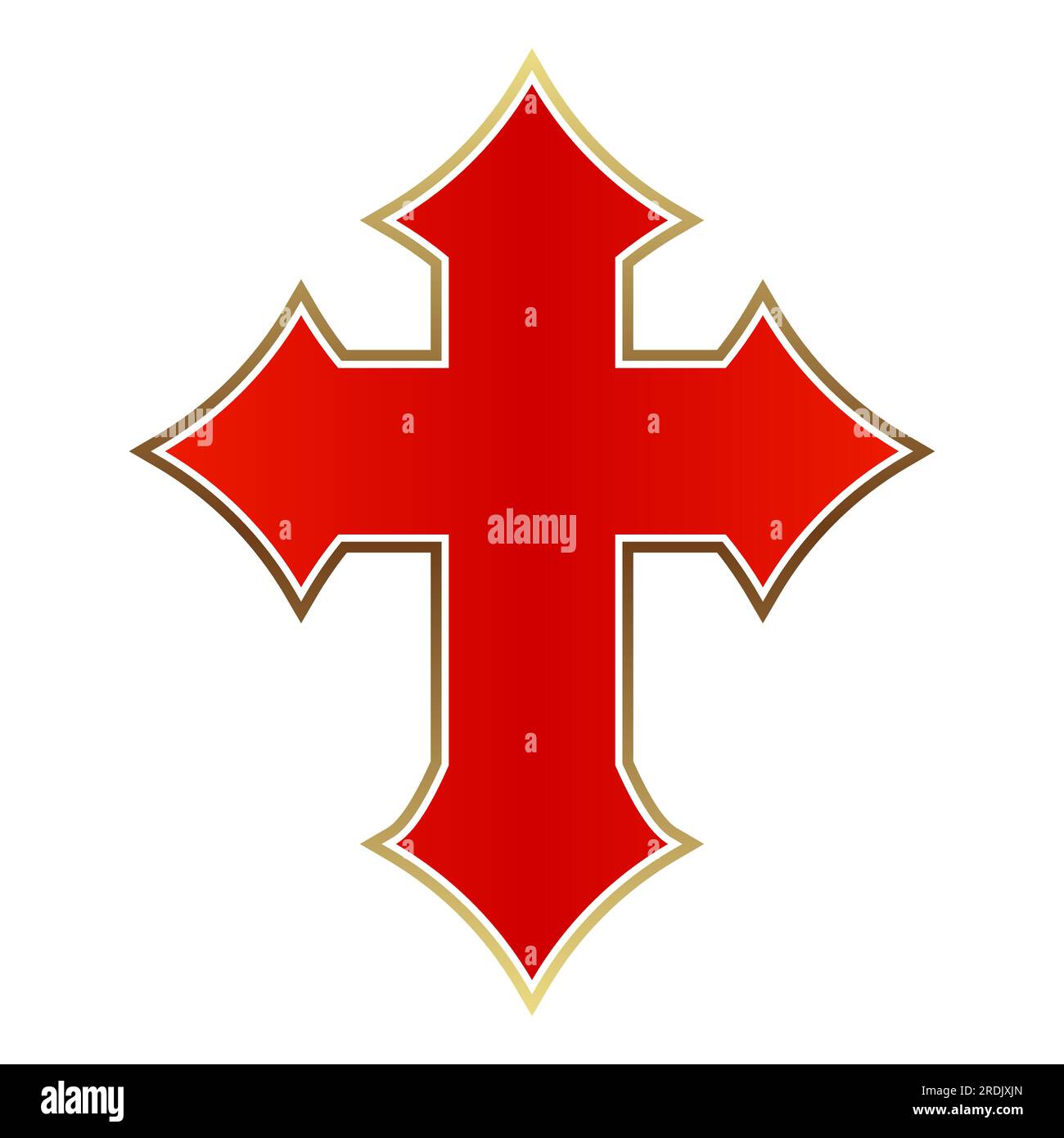 knights templar cross with golden outline isolated on white background. Vector illustration Stock Vector