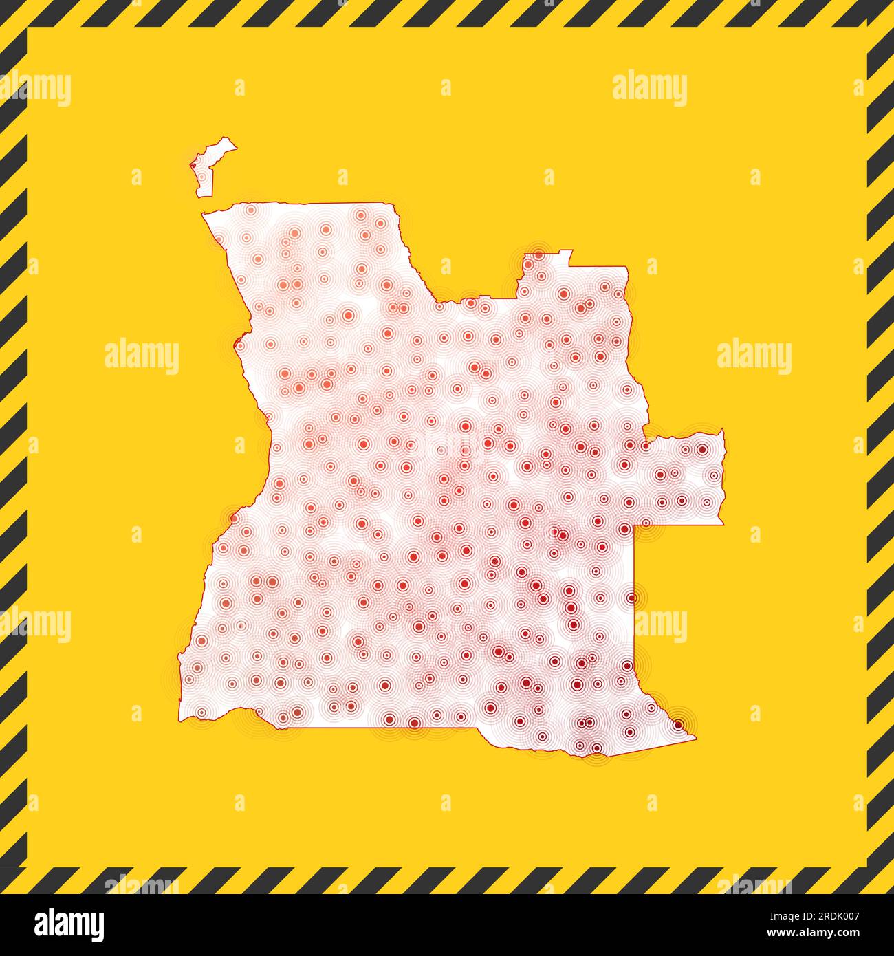 Angola closed virus danger sign. Lock down country icon. Black