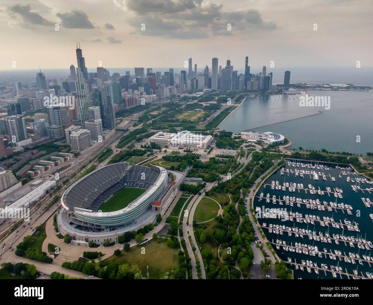 Aerial view of Soldier Field, home of the NFL Chicago Bears Stock Photo