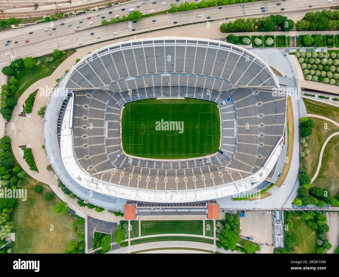 Aerial View Of Soldier Field Home Of The NFL Chicago Bears Stock Photo 
