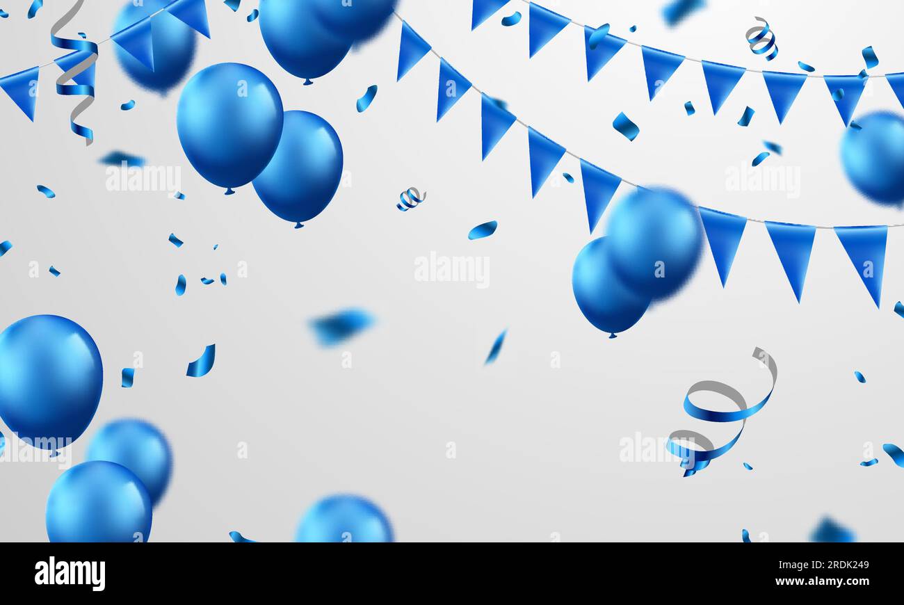 Celebration Party Banner Blue Color Balloons Background Sale Vector Illustration Grand Opening 6285