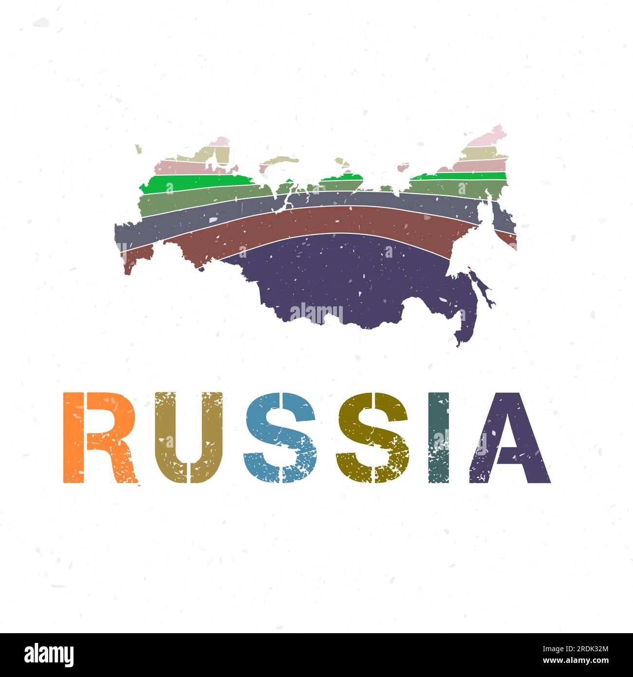 Russia map design. Shape of the country with beautiful geometric waves and grunge texture. Beautiful vector illustration. Stock Vector