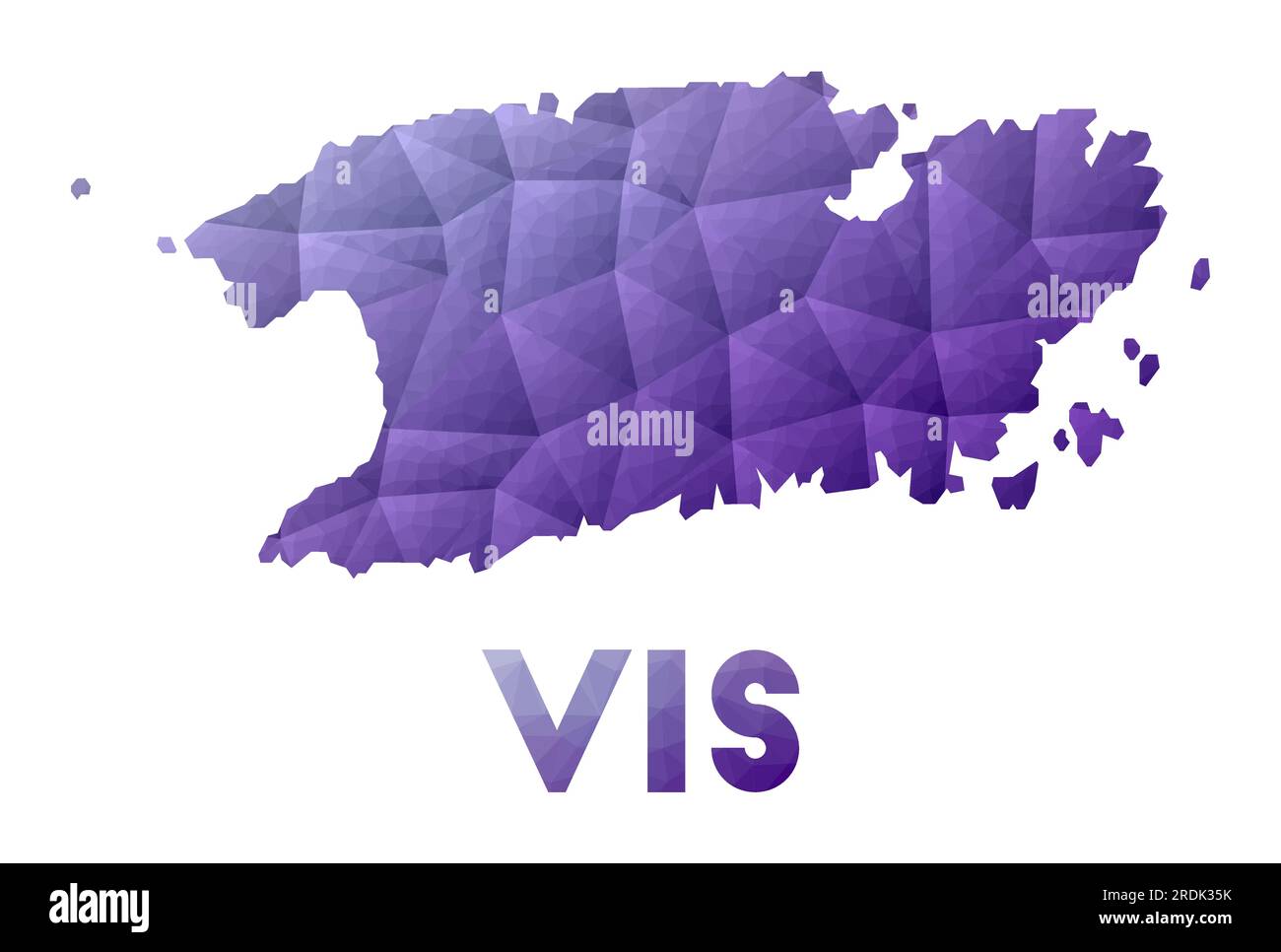 Map of Vis. Low poly illustration of the island. Purple geometric ...