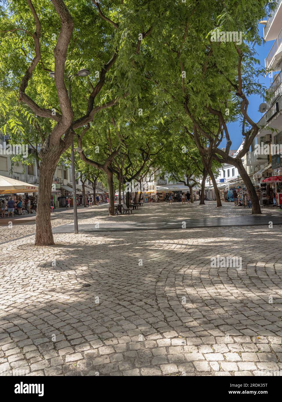 Tourist shops and apartments Avenue da Liberdade Albufeira Portugal Stock Photo