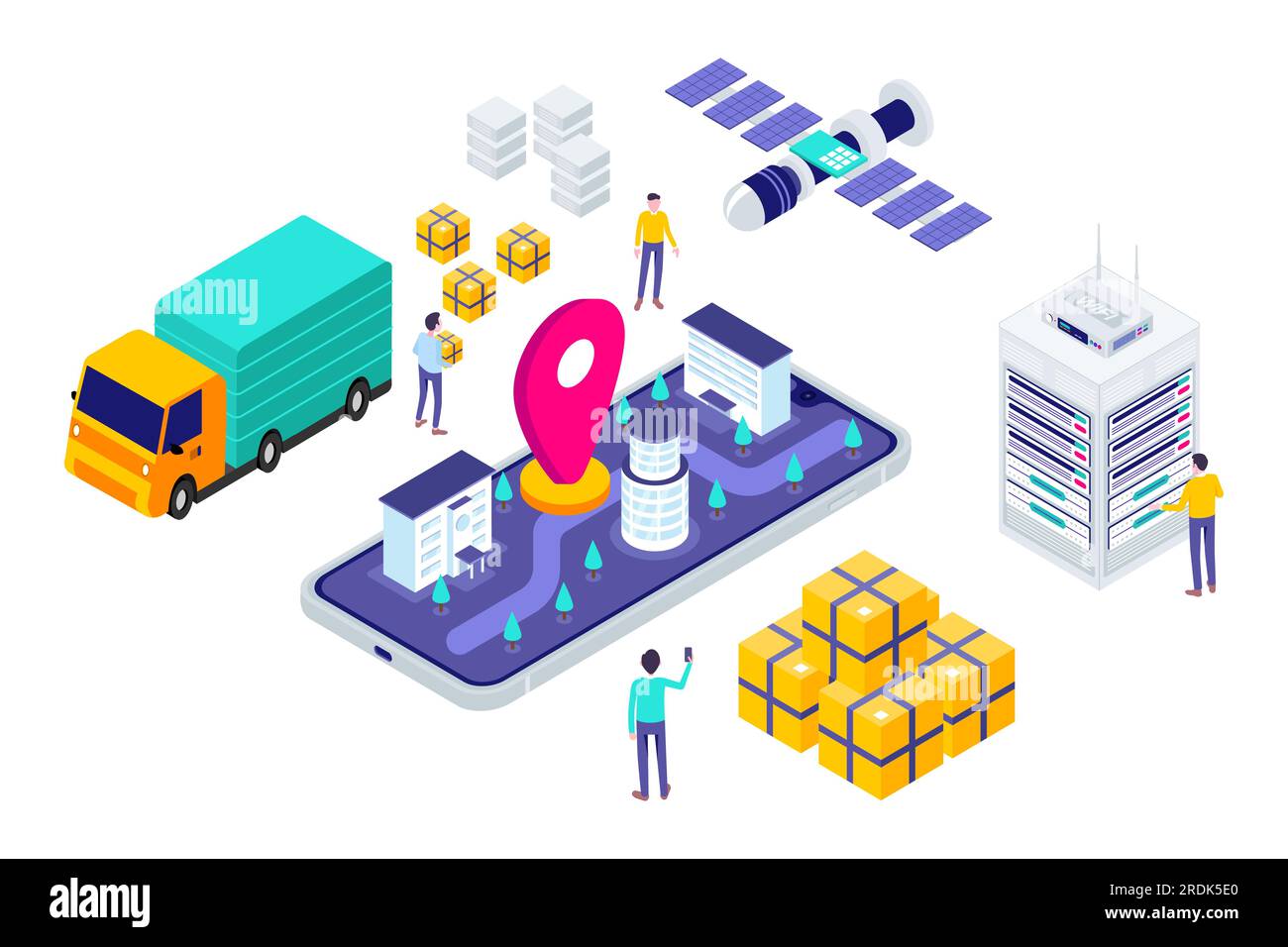 Isometric Delivery System Tracking Modern Illustration,  Banners
