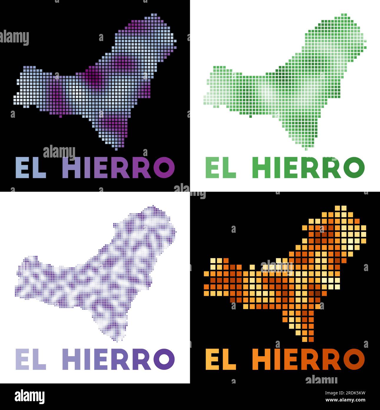 El Hierro map. Collection of maps of El Hierro in dotted style. Borders ...
