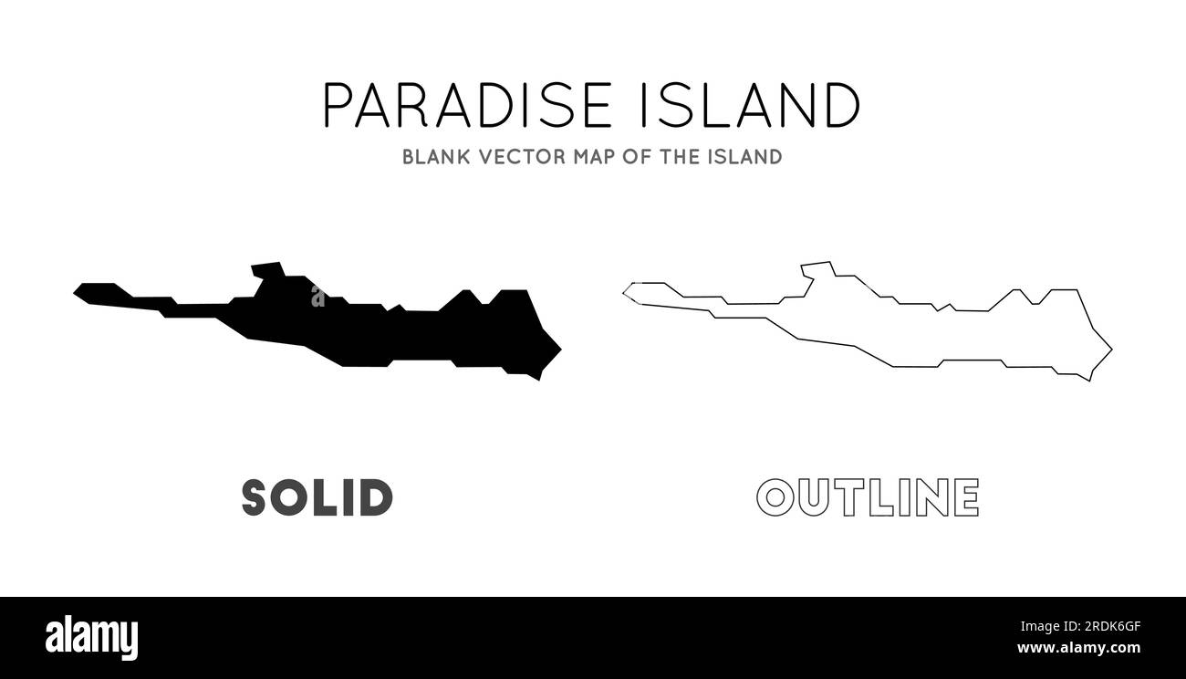 Paradise Island map. Borders of Paradise Island for your infographic. Vector illustration. Stock Vector