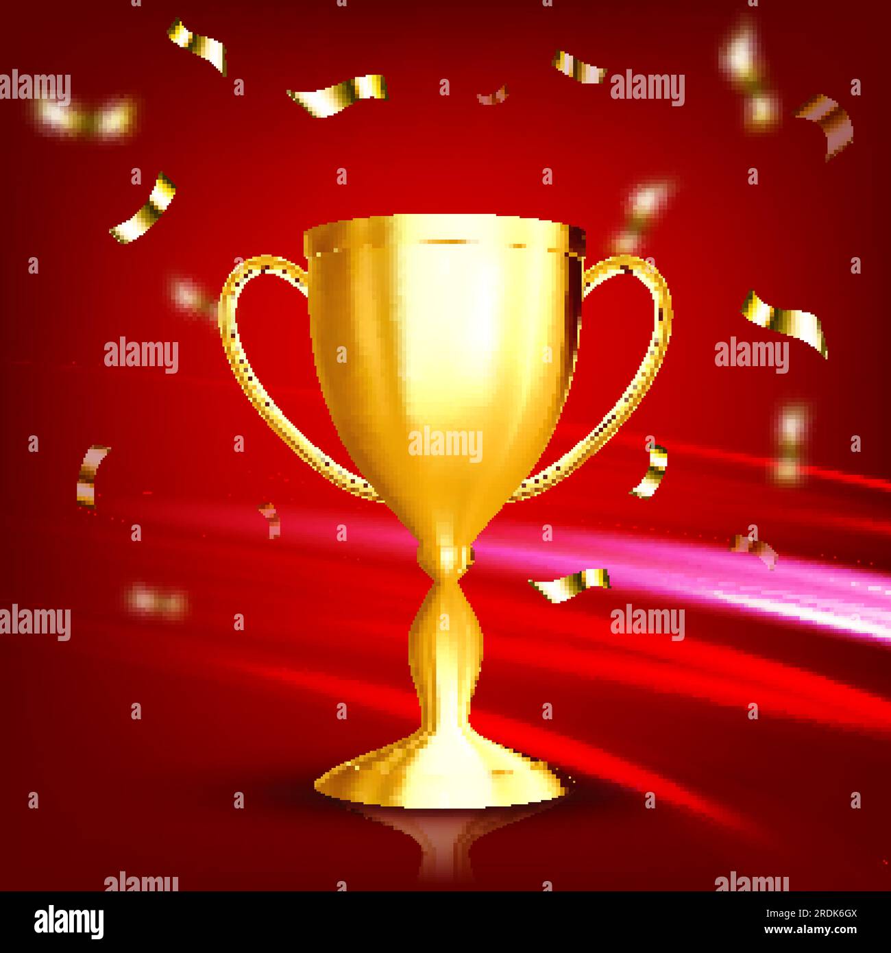 Golden Trophy Cup Vector. Champion Prize. Winner Icon. Sport Reward