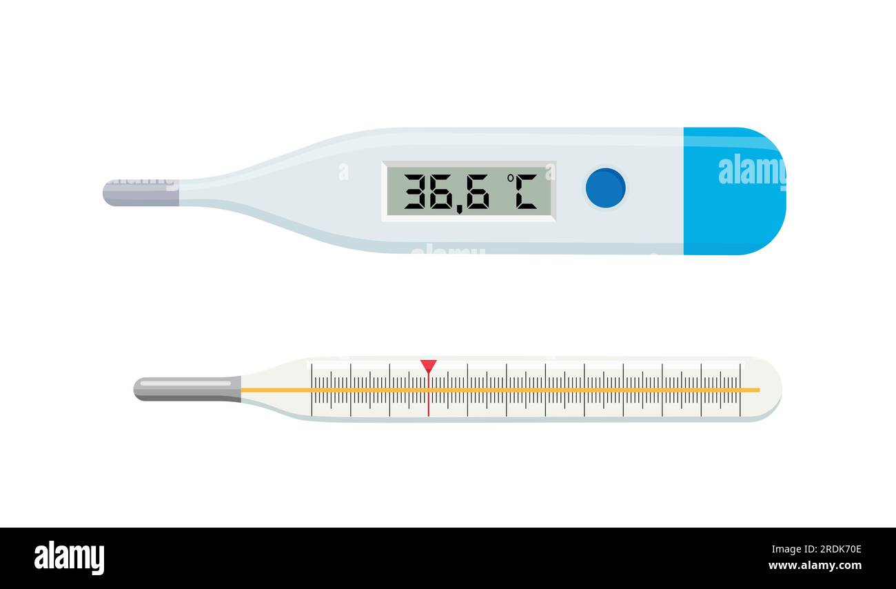 Medical thermometer. Classic medical mercury and electronic thermometer
