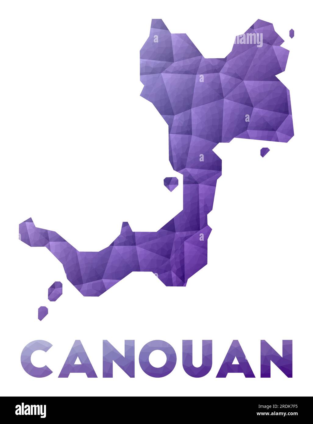 Map of Canouan. Low poly illustration of the island. Purple geometric